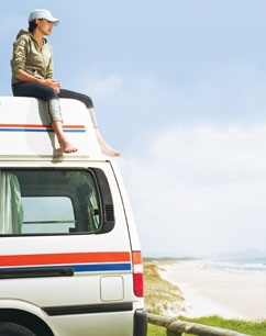 A campervan by the beach